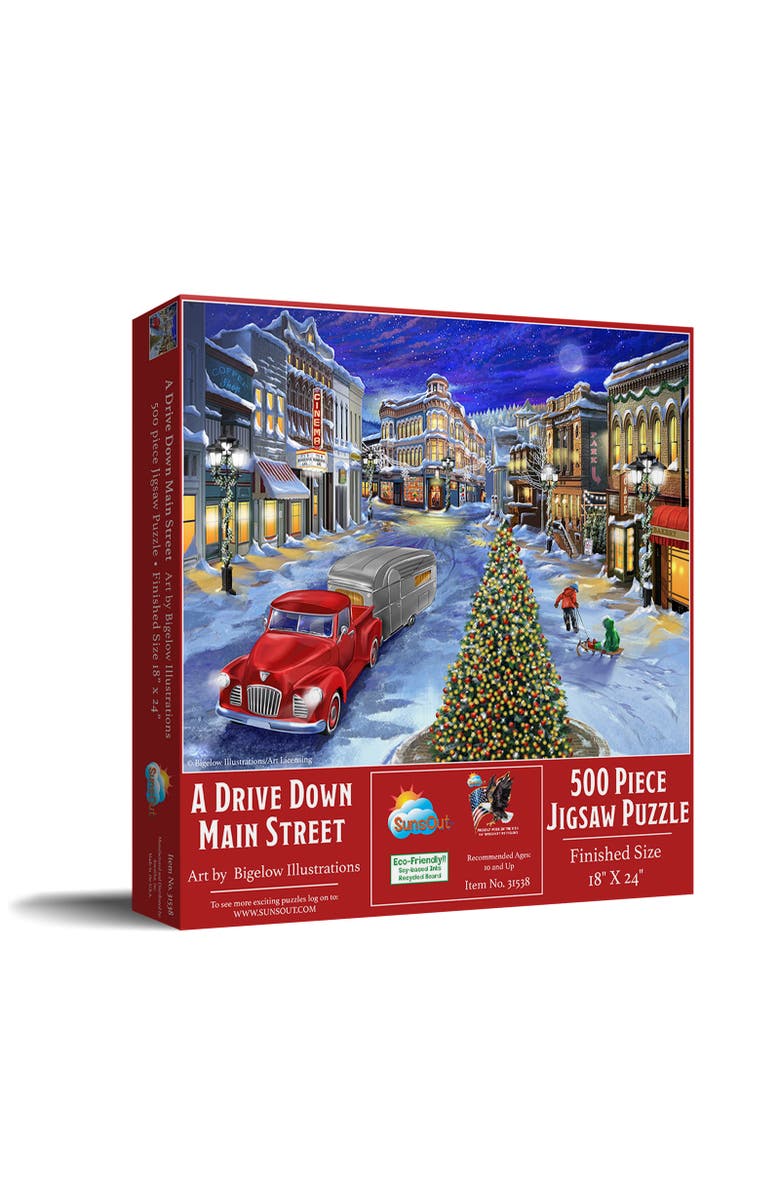 Sunsout A Drive Down Main Street 500 piece Jigsaw Puzzle for Adults, Main, color, Multicolor