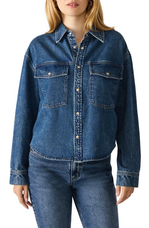 Judith Cotton Denim Snap-Up Shirt