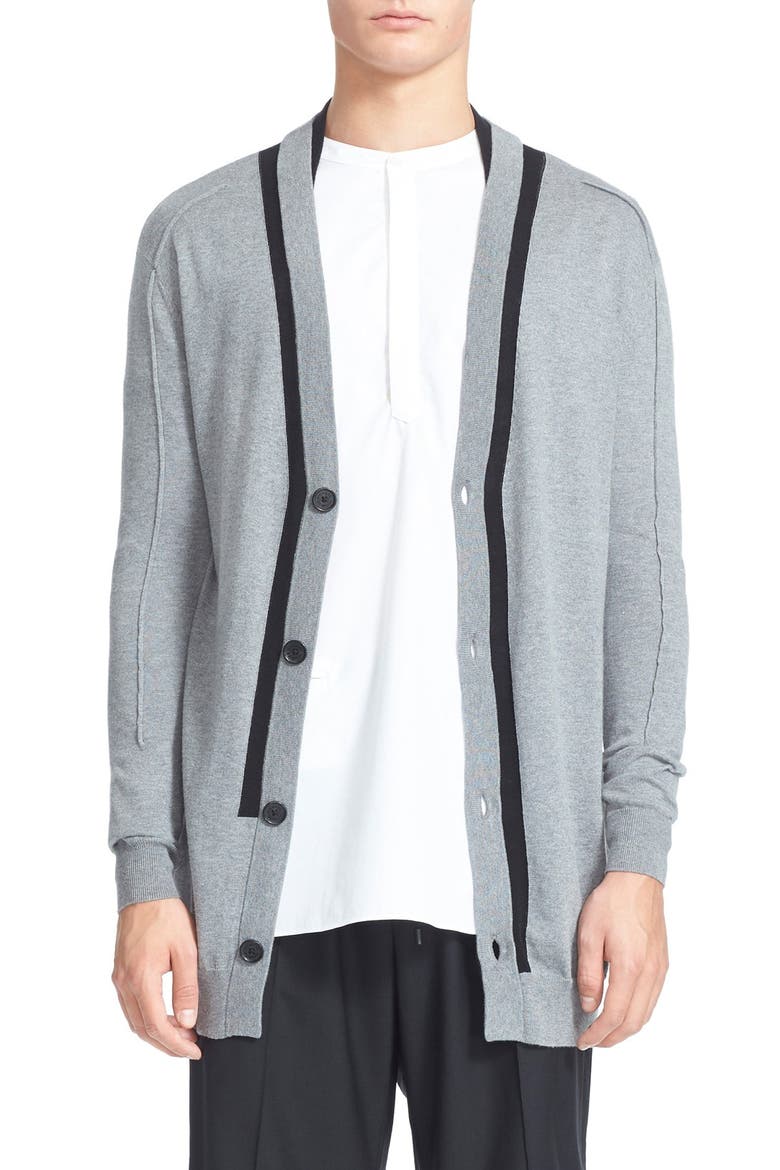 'Sylvia' Cotton, Silk & Cashmere Cardigan, Main, color, HEATHER GREY
