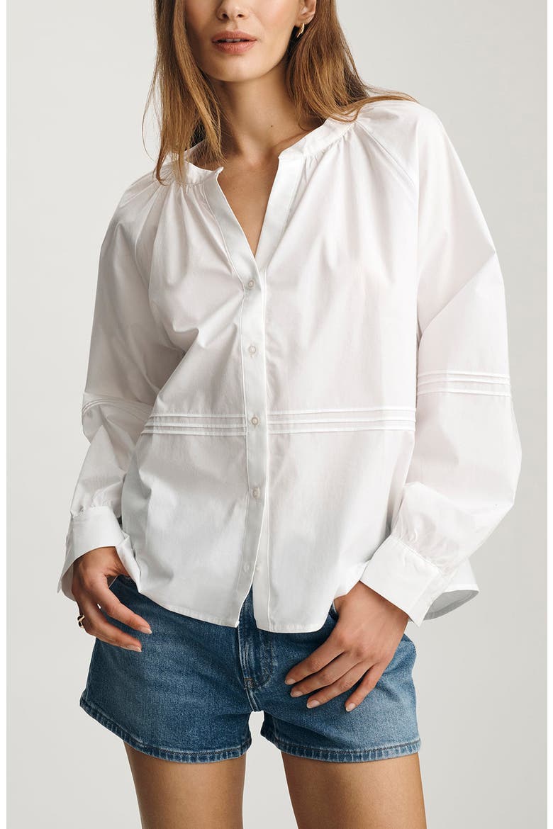 Pintuck Cotton Shirt, Main, color, WHITE