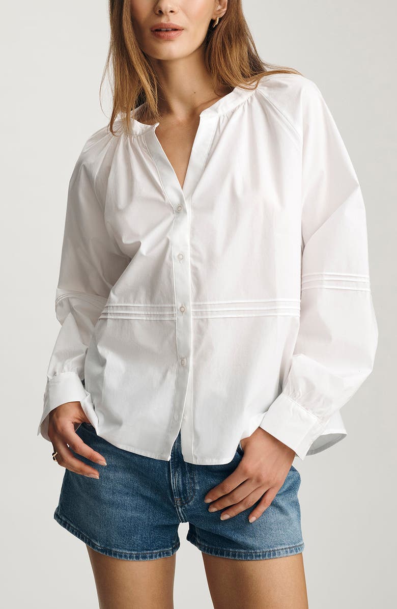 Mavi Jeans Pintuck Cotton Shirt, Main, color, White