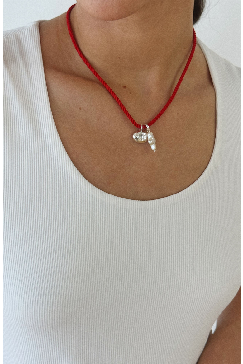 Mini Pearl Cross Charm Pendant, Alternate, color, White Silver