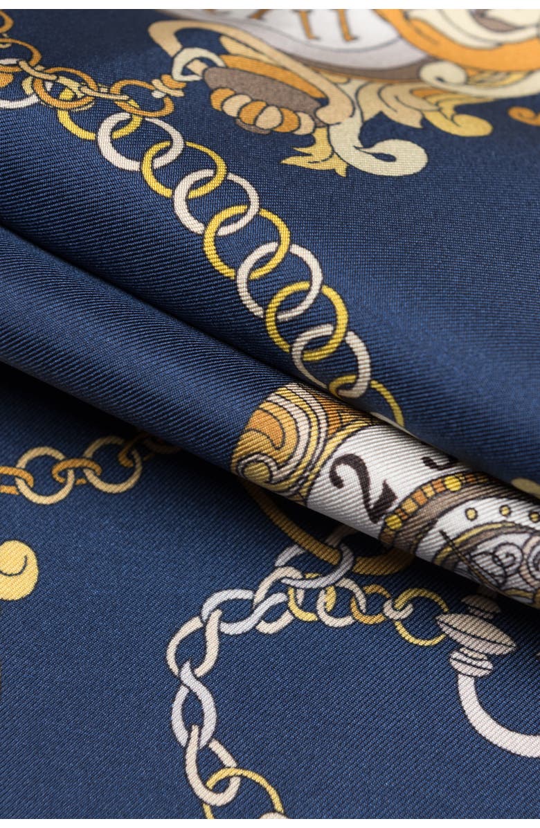 Elizabetta Like Clockwork - Silk Pocket Square for Men, Alternate, color, Navy