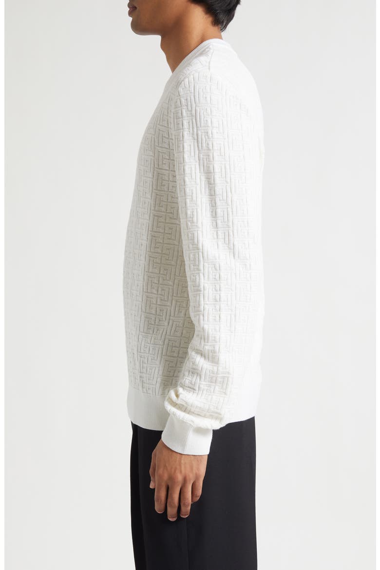 Monogram Jacquard Merino Wool Blend Sweater, Alternate, color, 0KA NATURAL