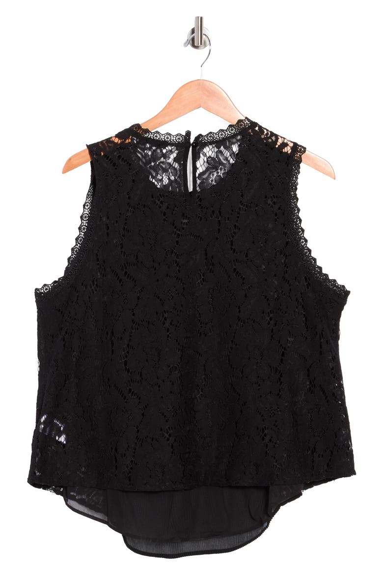 Mixed Media Sleeveless Top, Alternate, color, BLACK