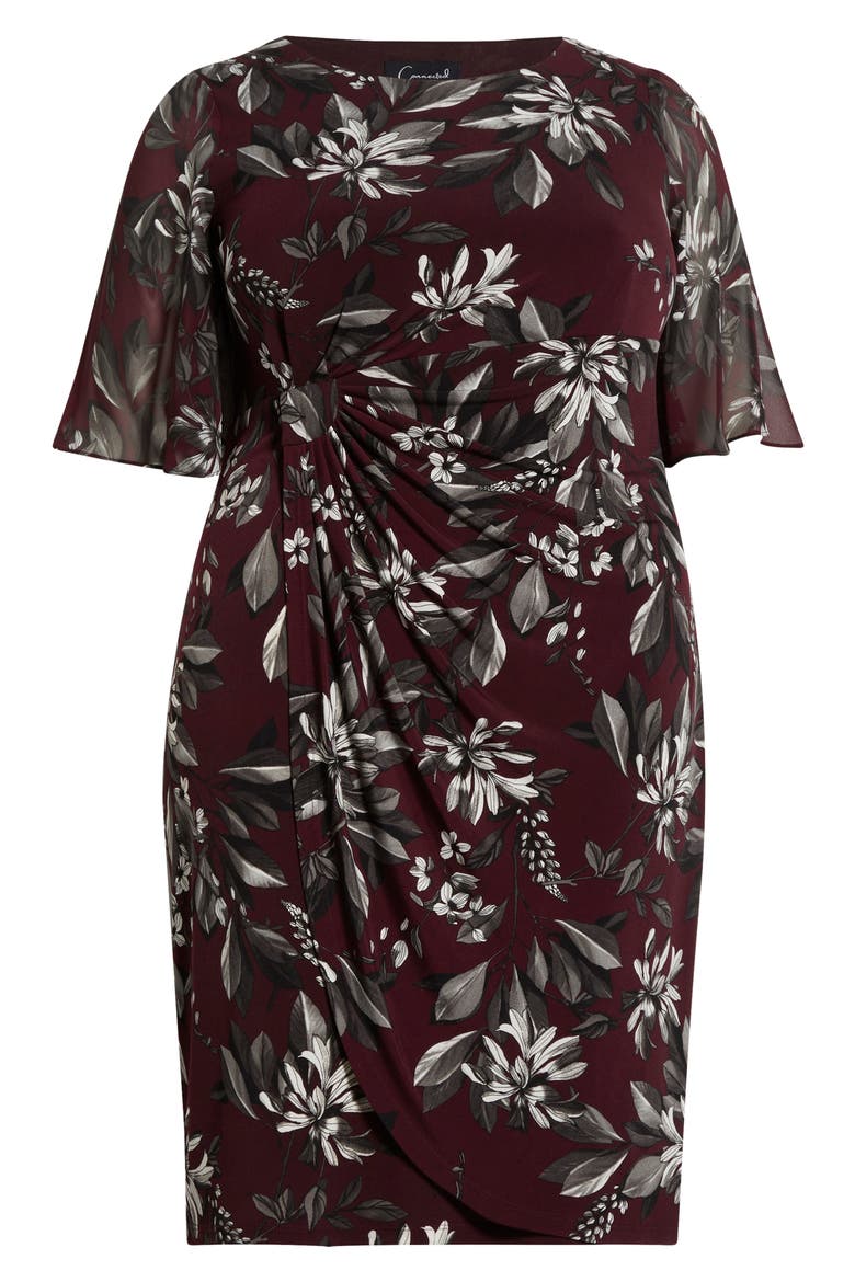 Flutter Sleeve Dress, Alternate, color, BORDEAUX