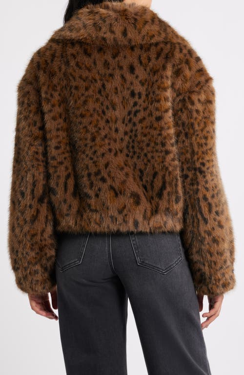 Bcbg Cropped Faux Fur Jacket In Brown