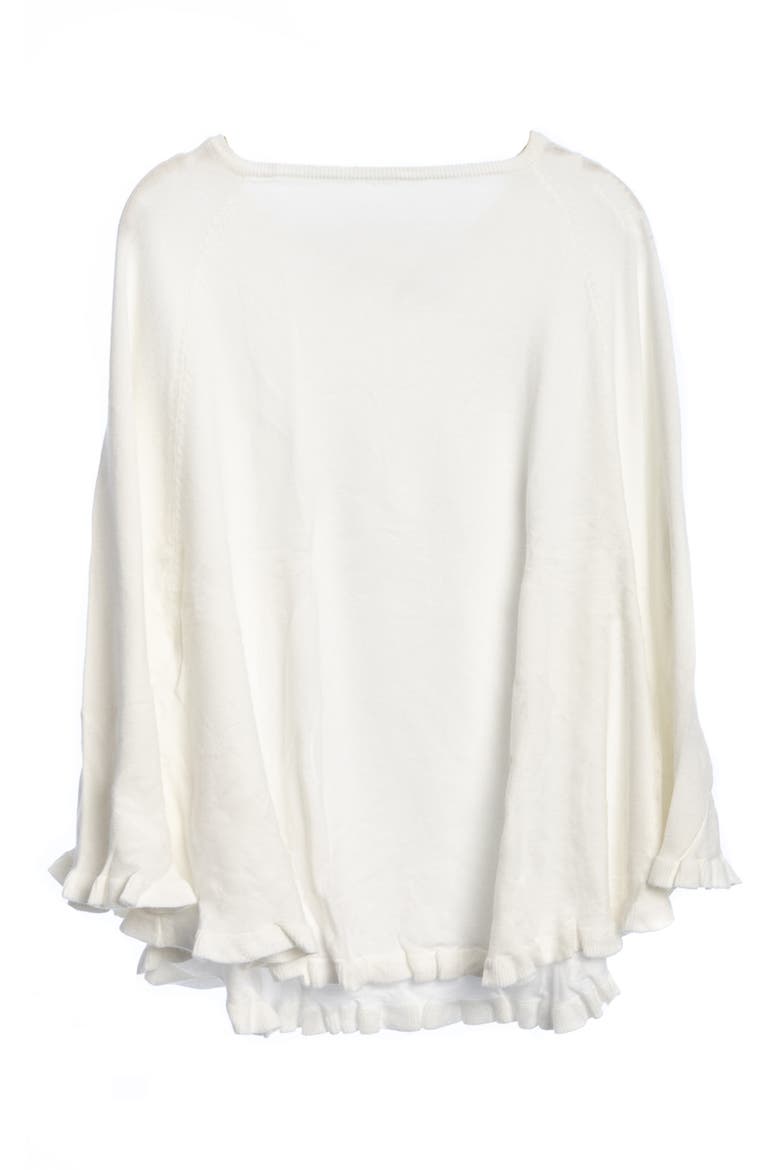 Talia Ruffle Trim Poncho, Alternate, color, IVORY