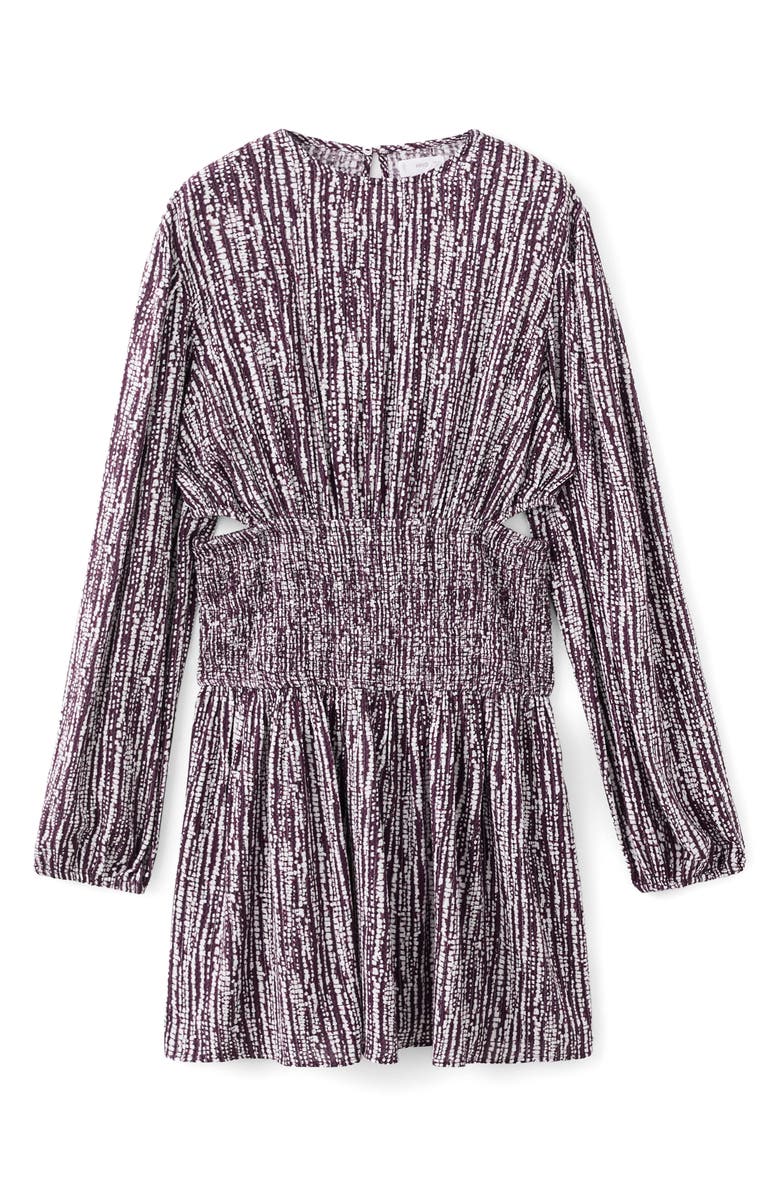 MANGO TEEN Metallic Cutout Long Sleeve Dress, Alternate, color, Light/ Pastel Purple