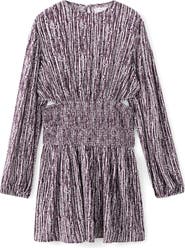 MANGO TEEN Metallic Cutout Long Sleeve Dress