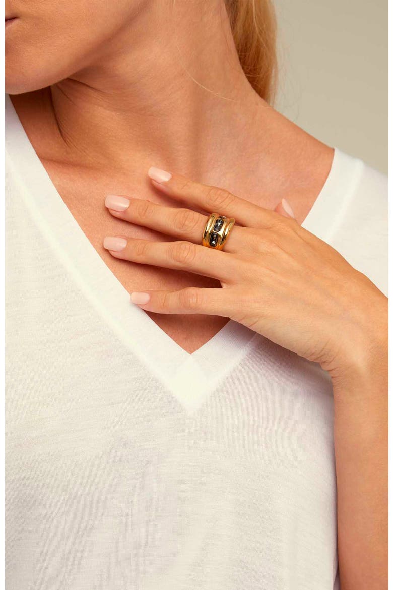 Triple Grey Crystal Ring, Alternate, color, Gold