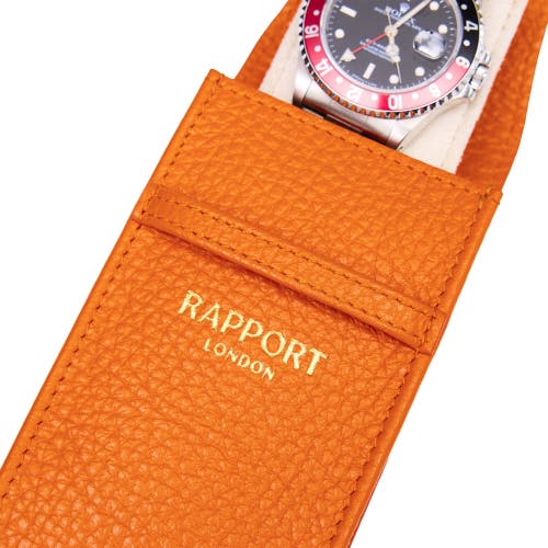 Rapport London Portobello Single Leather Watch Pouch In Orange