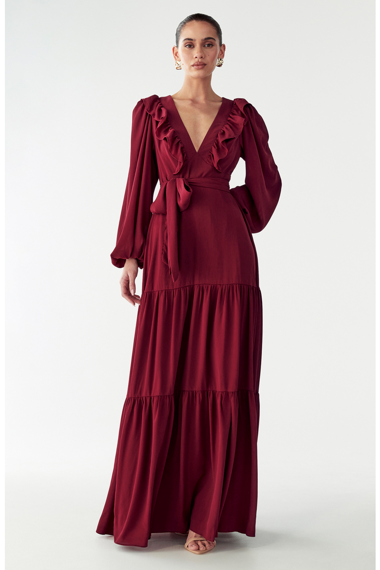Allie Maxi Dress, Alternate, color, Burgundy