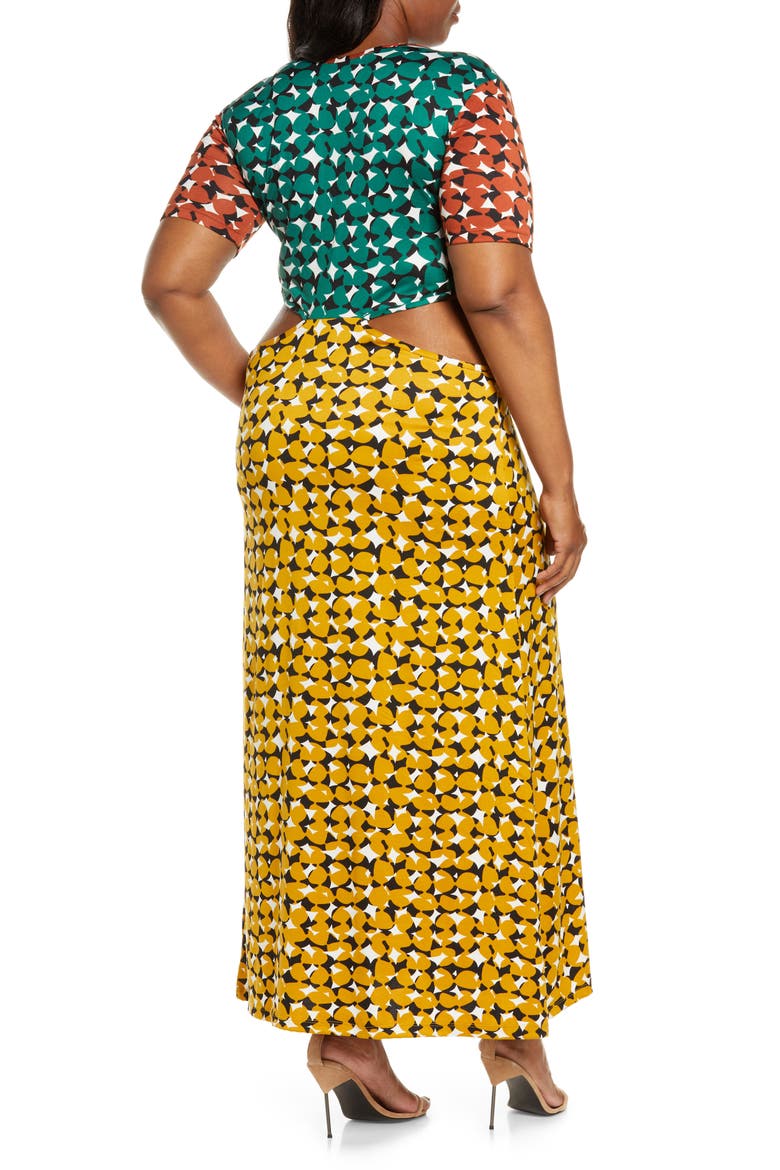 Shuri Cutout Waist Jersey Dress, Alternate, color, GEO MULTI