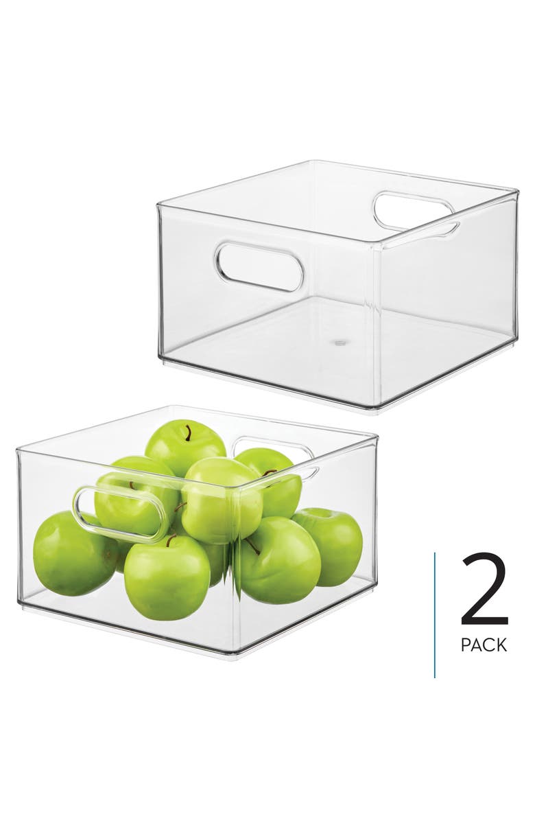 iDesign Plastic Storage Bin with Handles for Household Storage - Set of 2, Alternate, color, Clear