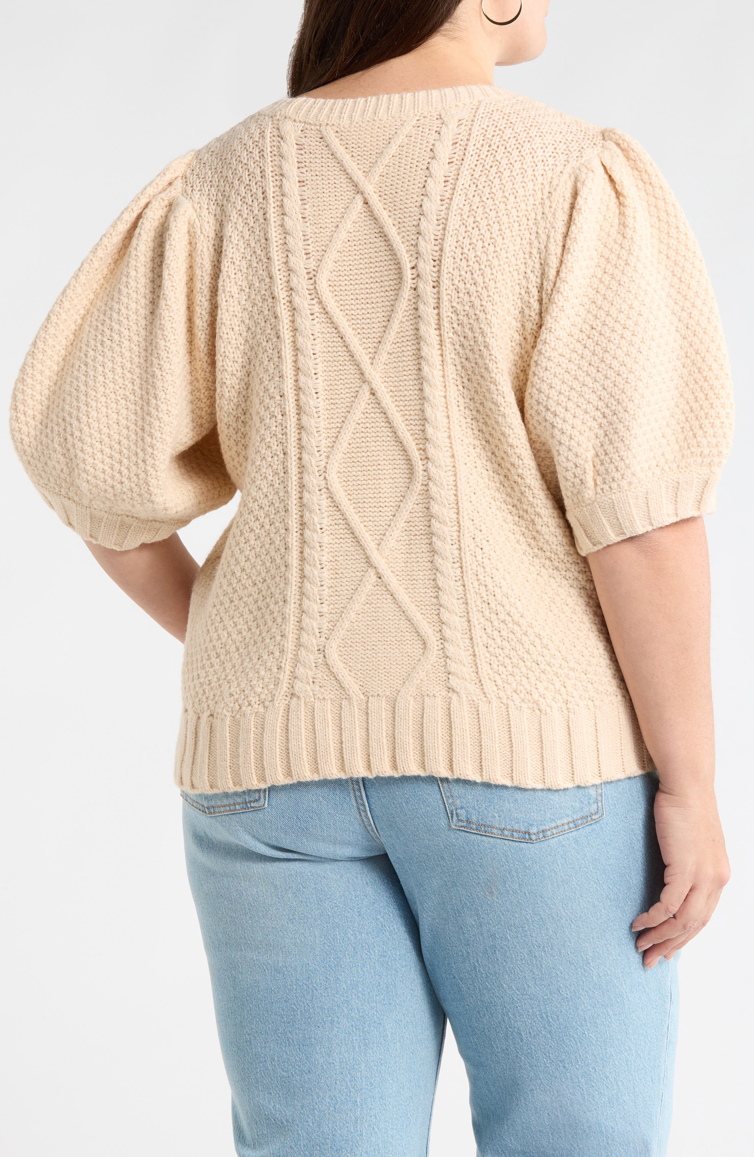Puff Sleeve Cable Stitch Sweater - image 4