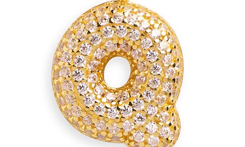 Argento Vivo Sterling Silver Cubic Zirconia Bubble Inital Pendant Necklace In Gold