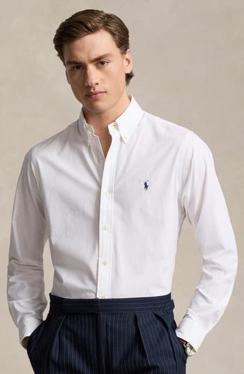 Stretch Cotton Poplin Button-Down Shirt