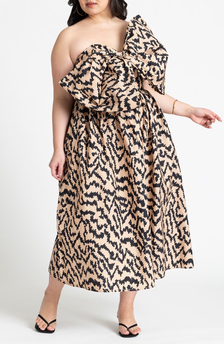 ELOQUII Bow Fit & Flare Dress, Main, color, 