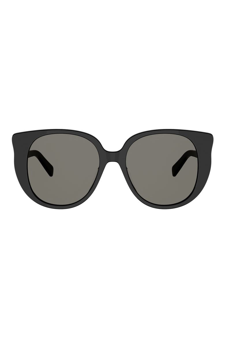 Triomphe Mini 55mm Butterfly Sunglasses, Main, color, SHINY BLACK / SMOKE