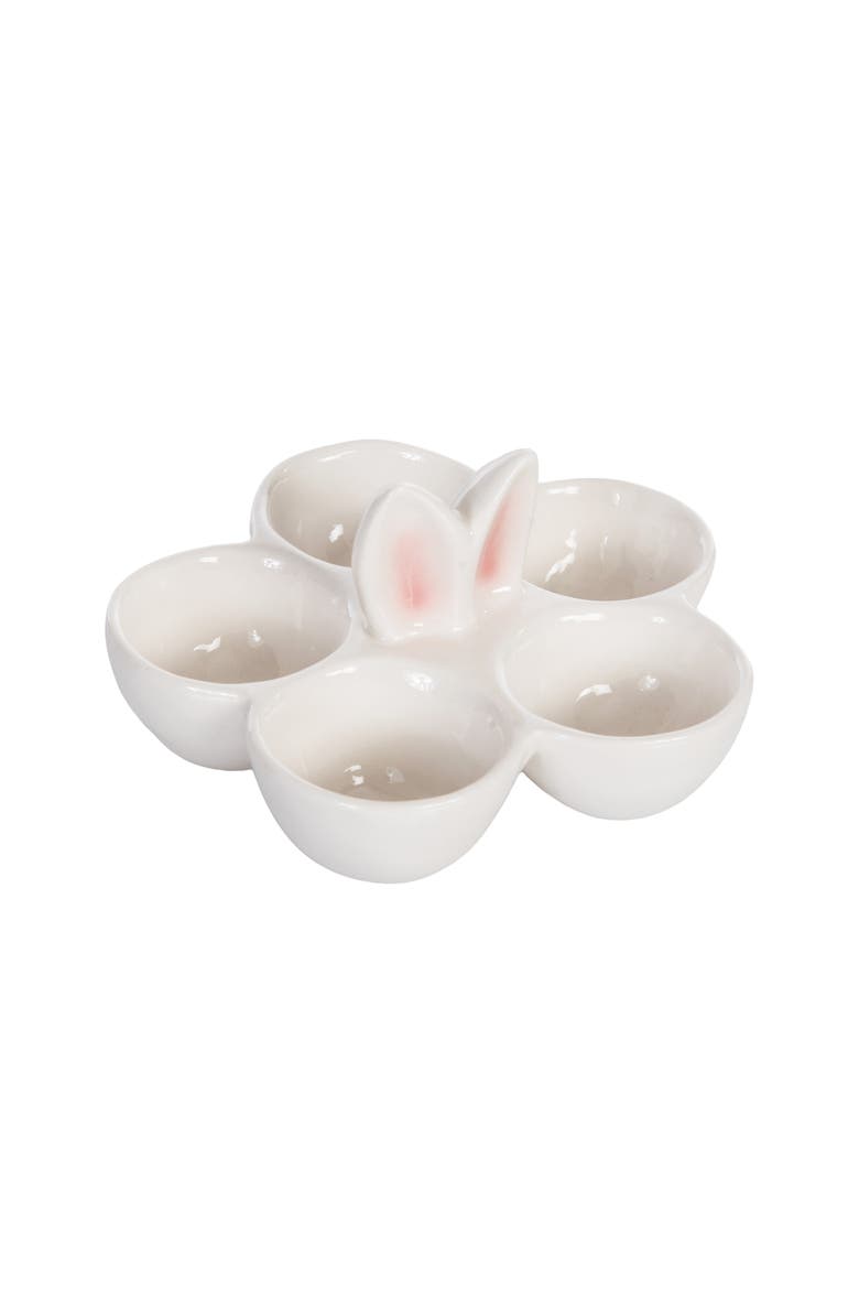 Easter Bunny Ears 5-Egg Sectional Stoneware Serving Platter 3" x 5.25", Alternate, color, White