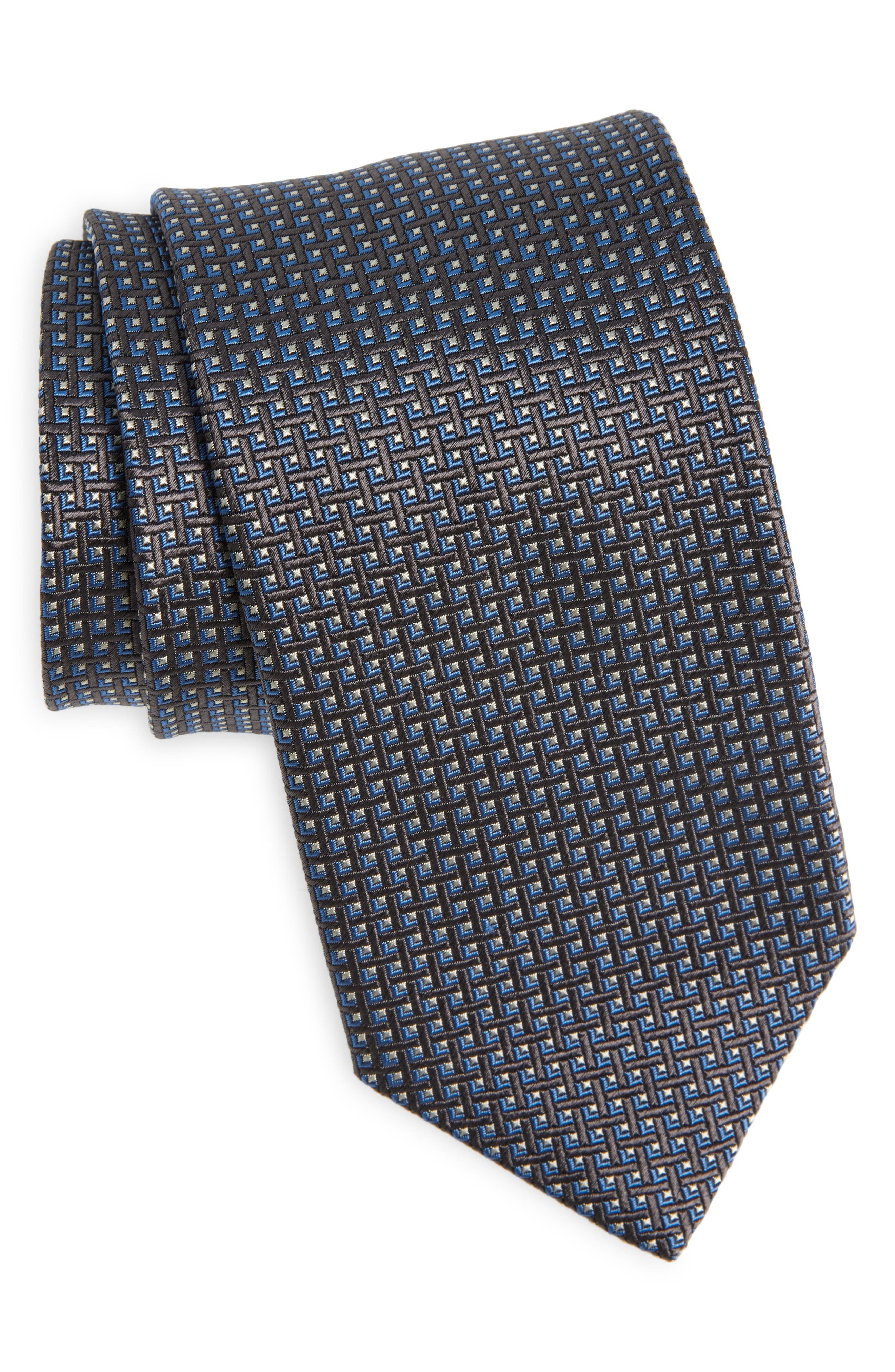 David Donahue Geometric Pattern Silk Tie