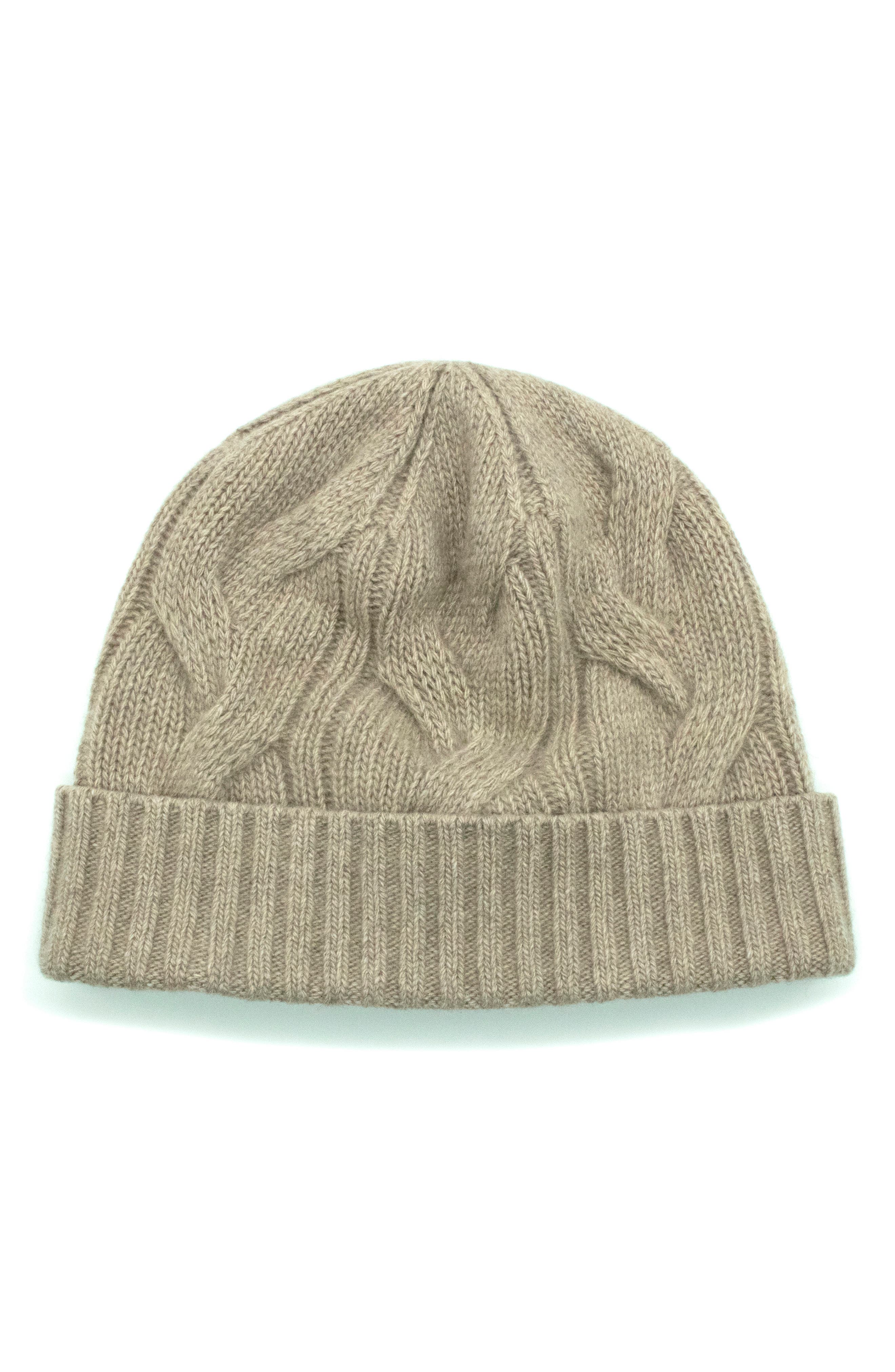 Portolano Cable Knit Cuff Cashmere Beanie