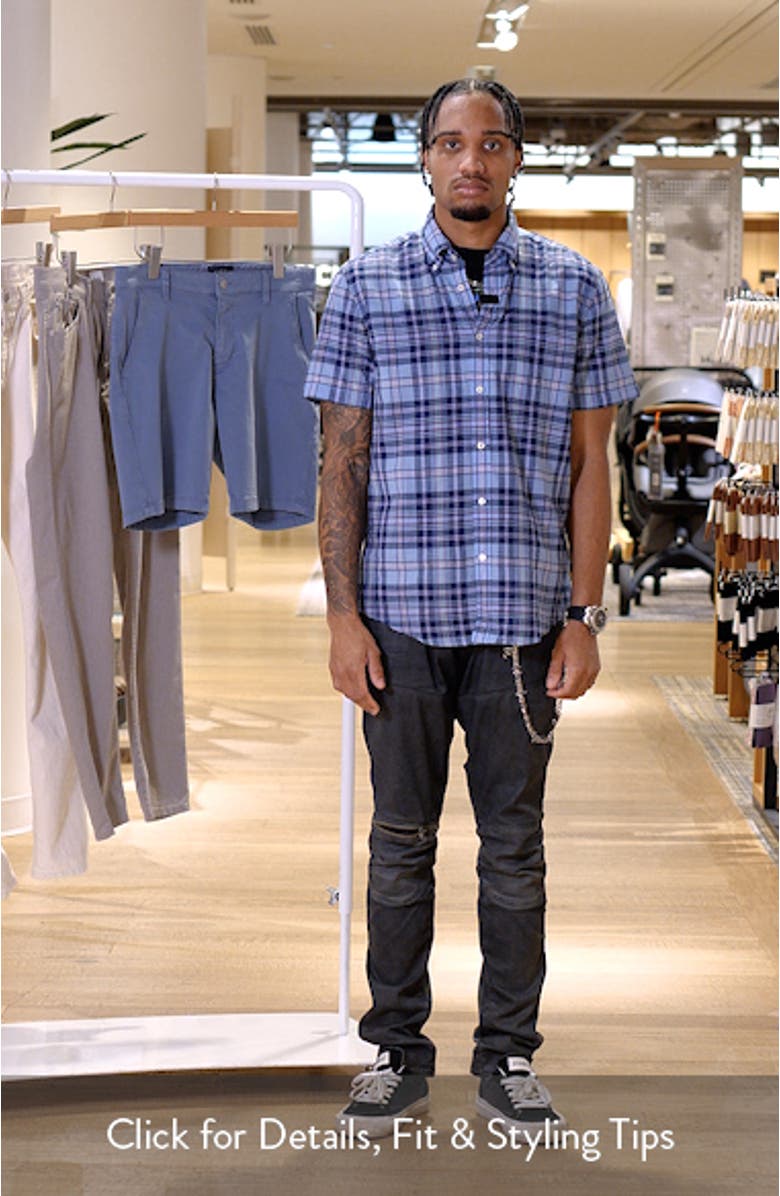 Regular Fit Madras Plaid Short Sleeve Cotton Button-Down Shirt, sales video thumbnail