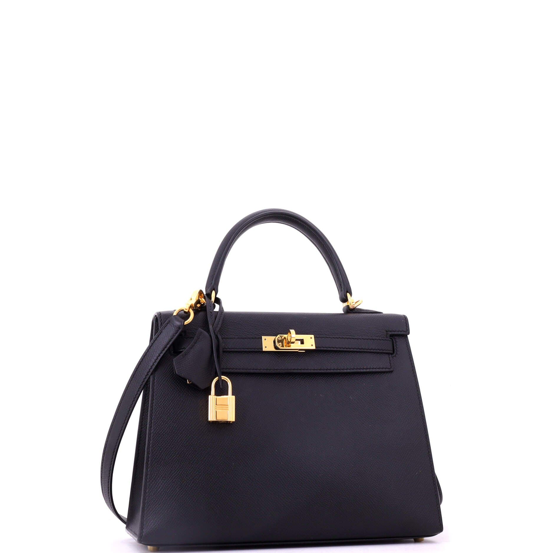 Pre-Owned Hermes Kelly Handbag Black Epsom with Gold Hardware 25, Alternate, color, Noir