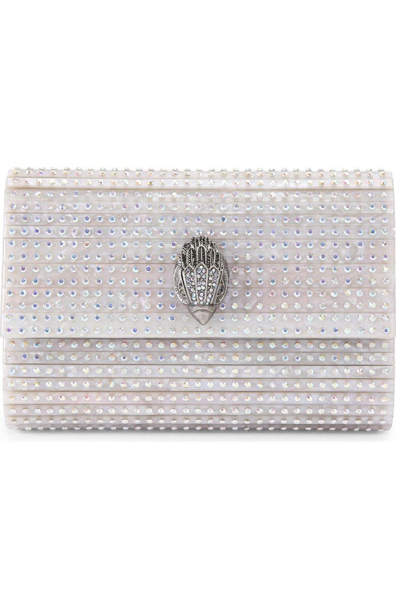 Kurt Geiger London Party Eagle Crystal Clutch, Main, color, Open White