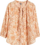 Wit & Wisdom Floral Cotton Peasant Top