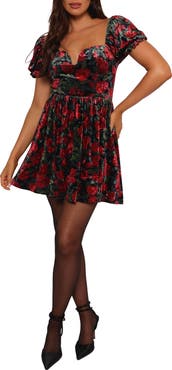 Petal & Pup Anders Floral Print Velvet Minidress