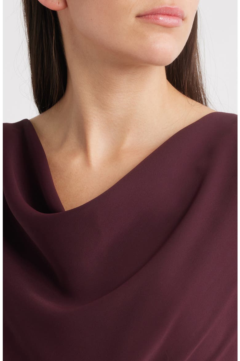 Gathered Waist Crepe Gown, Alternate, color, RUBY