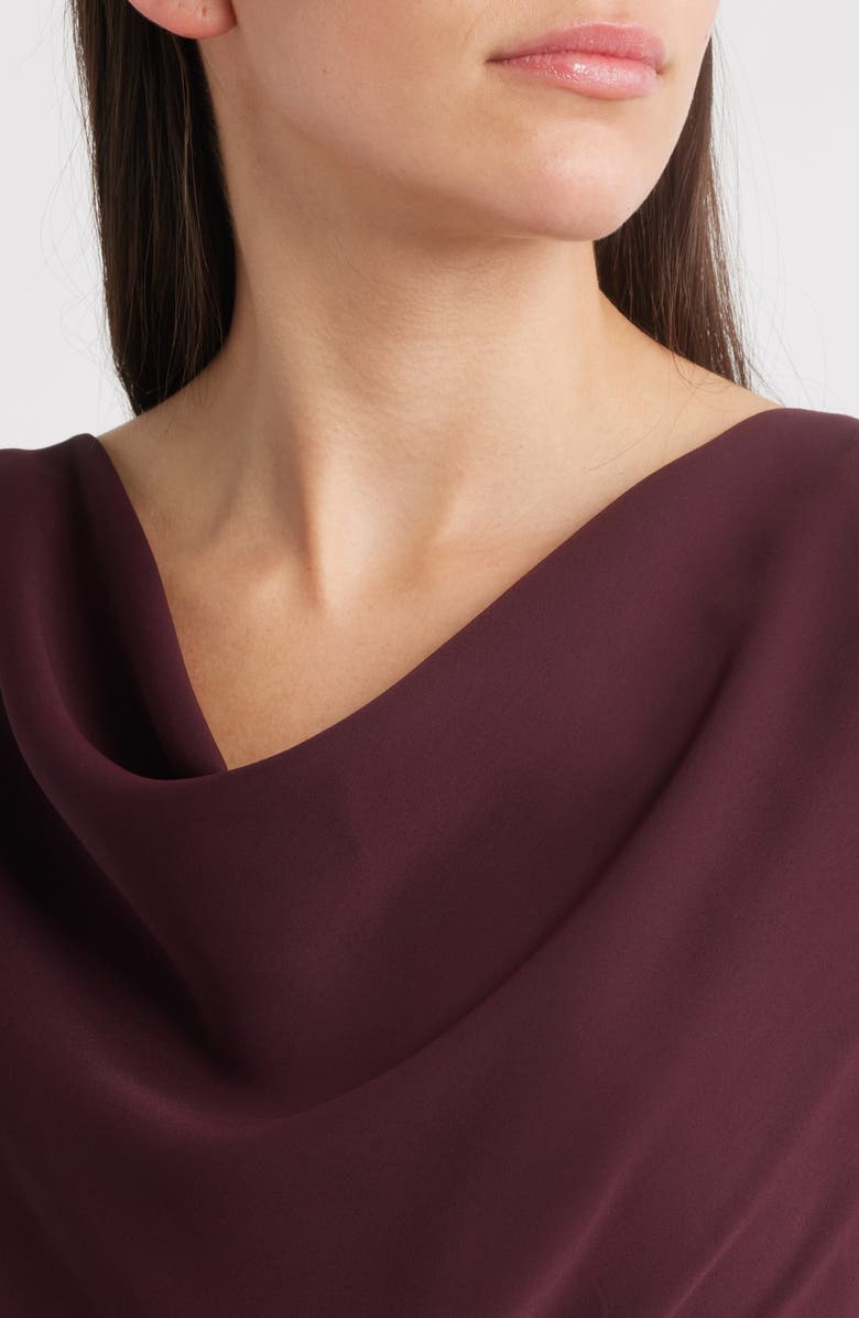 Amsale Gathered Waist Crepe Gown, Alternate, color, Ruby