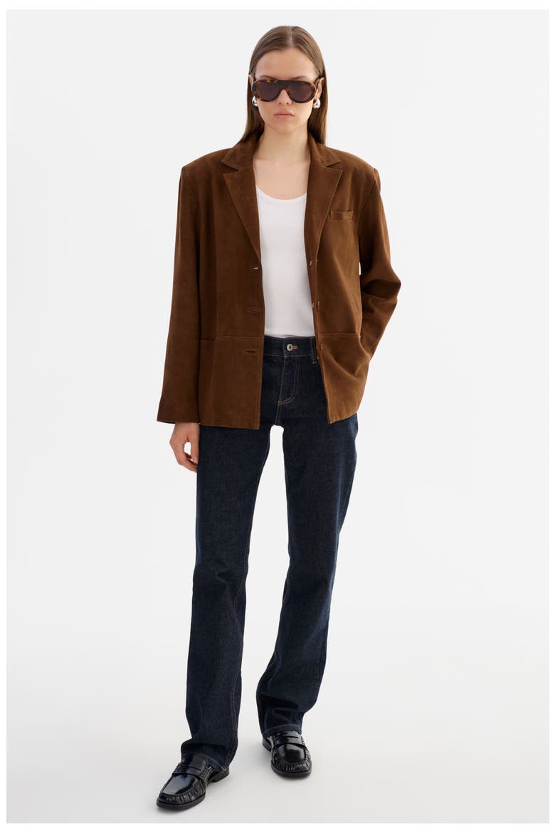 Tori | Suede Blazer Jacket, Main, color, Brown