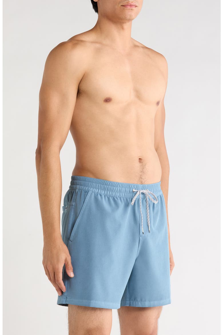 Every Other Day Wave Washed Layback Swim Trunks, Alternate, color, BLUE FOG
