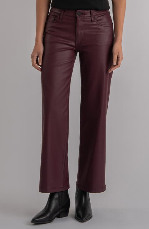 Coated Ankle Wide Leg Jeans (Blackberry)
