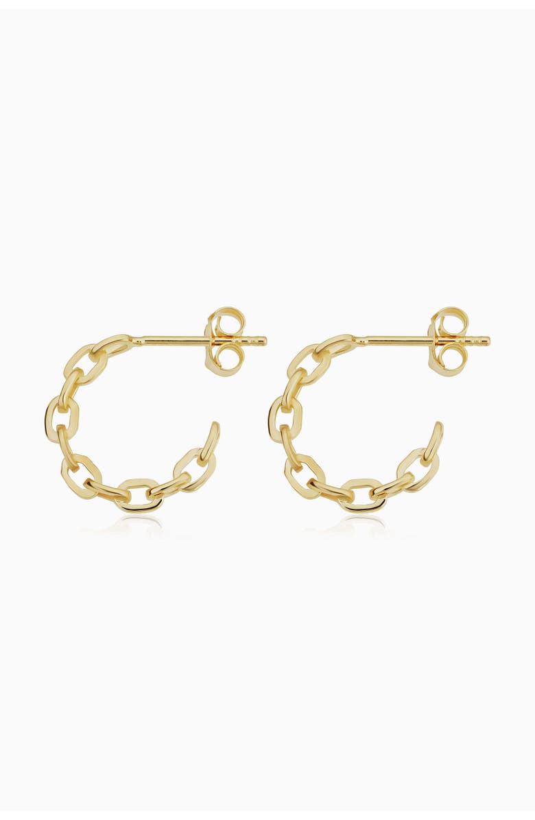 Oradina 14K Yellow Gold Venice Link Mini Hoops, Main, color, Yellow Gold
