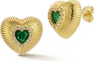 SPHERA MILANO Cubic Zirconia Puffy Heart Stud Earrings