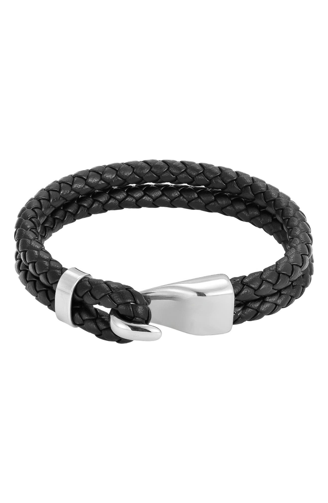 Men's Double Braided Leather Bracelet