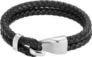 Adornia Men's Double Braided Leather Bracelet