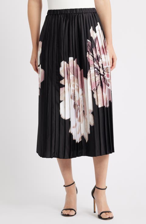 Print Pull-On Pleated Skirt (Petite)