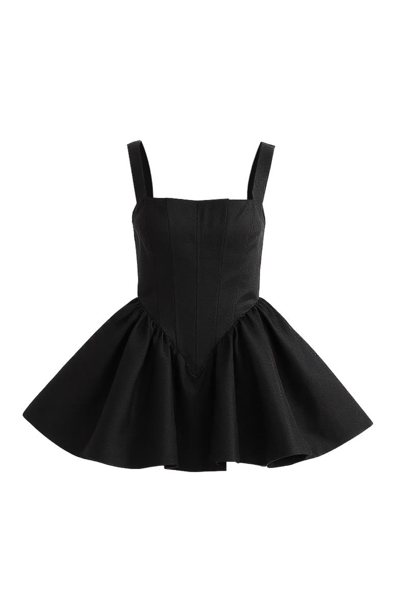 Tulleen Square-Neck Flared Dress, Main, color, Black