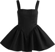 Tulleen Square-Neck Flared Dress
