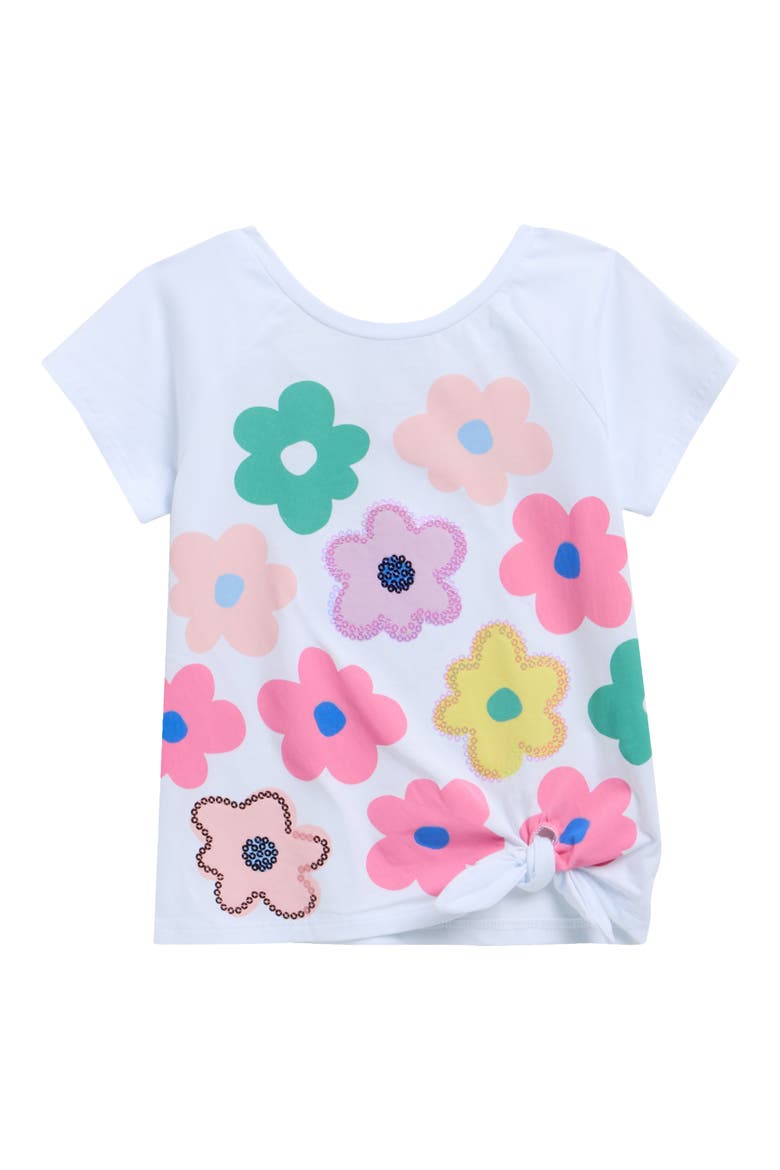 Kids' Floral Side Tie Top, Main, color, WHITE