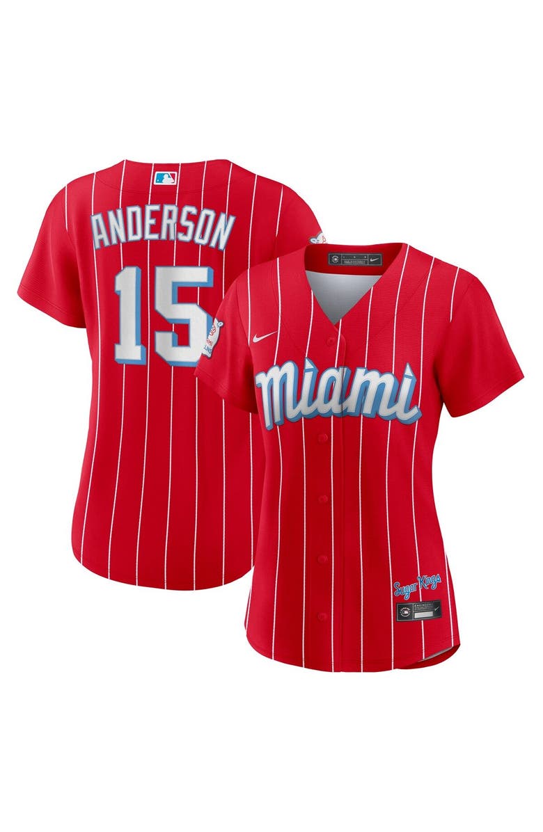 Nike Women's Nike Brian Anderson Red Miami Marlins City Connect Replica Player Jersey, Main, color, 