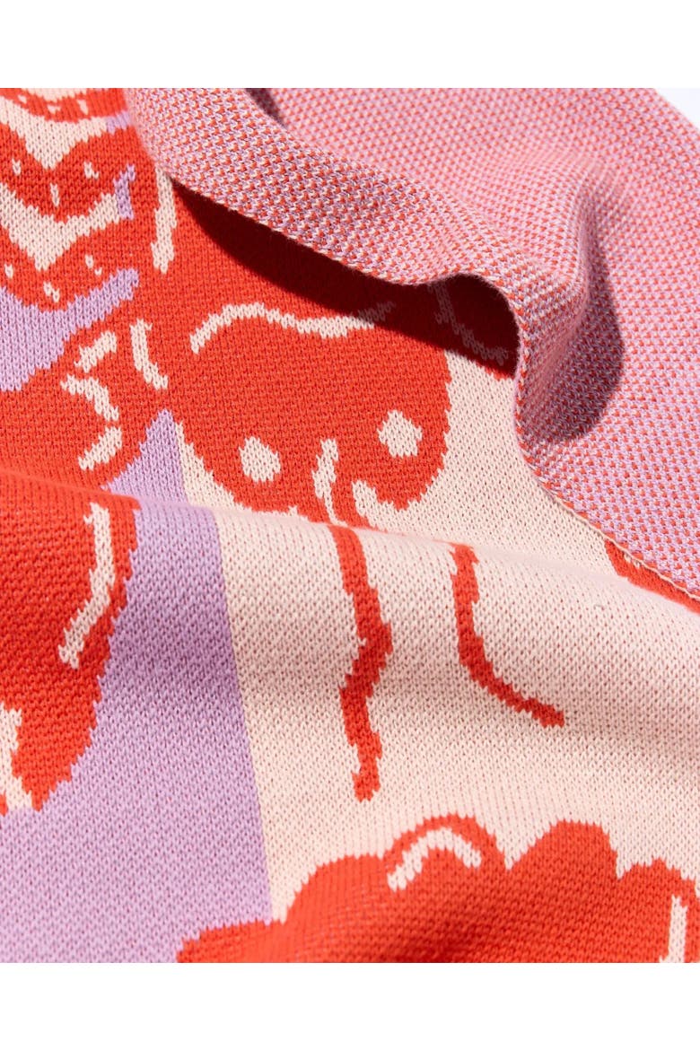 Lobster Tile Knit Throw Blanket, Alternate, color, Mystic