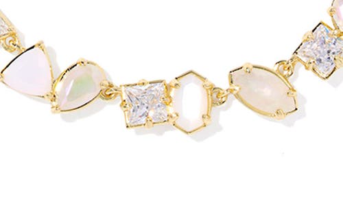 Kendra Scott Isabelle Crystal & Mother Of Pearl Tennis Necklace In Gold