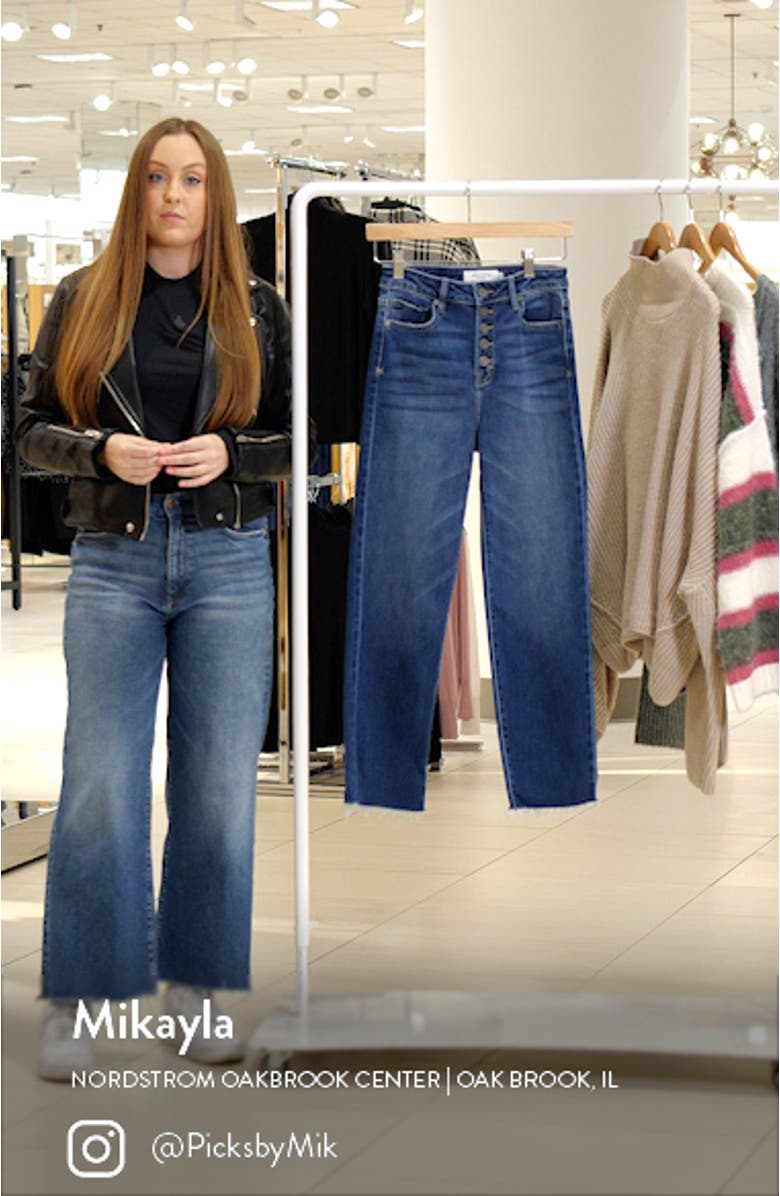 Tracey Exposed Button High Waist Ankle Straight Leg Jeans, sales video thumbnail