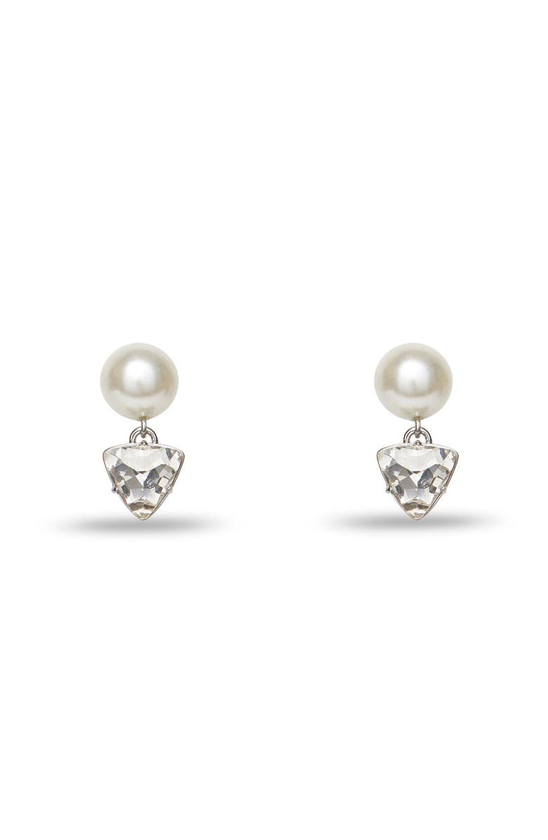 Lele Sadoughi Geo Crystal Drop Earrings, Main, color, Pearl 100
